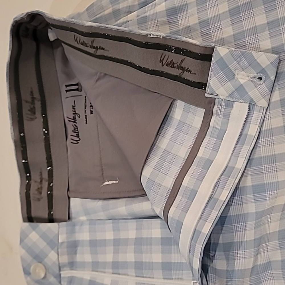 Walter Hagen Plaid Golf Shorts Light Blue White 36W - Picture 6 of 11